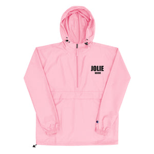 Jolie Noire Embroidered Champion Packable Jacket- Pink Candy