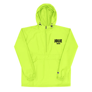 Jolie Noire Embroidered Champion Packable Jacket- Safety Green
