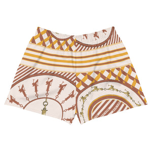 Women's Scarf Print Premium Shorts- Cream