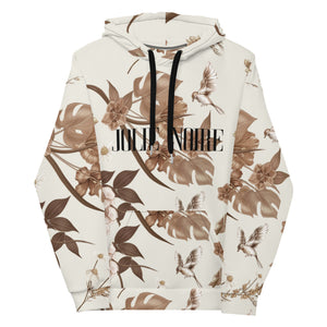 Premium Floral Hoodie- Stone