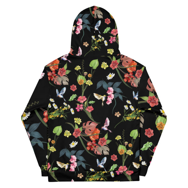 Floral Noir Hooded Blanket, Black with Multicolored Floral Print hotsell (One-Sided Print)