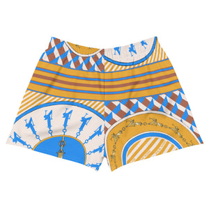 Women's Scarf Print Premium Shorts- Marigold